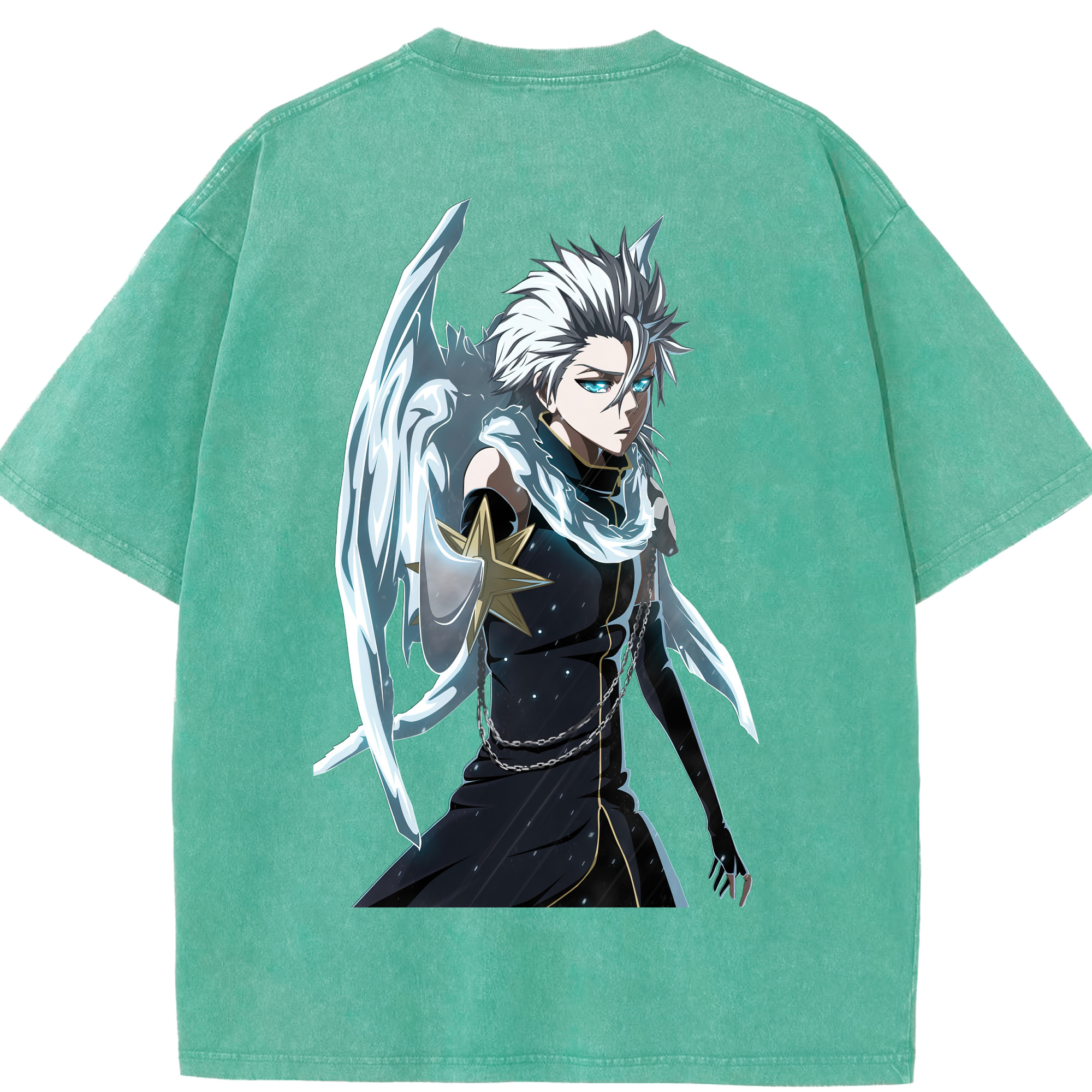 （画像用） ブリーチ 日番谷冬獅郎（ひつがや とうしろう） BLEACH Hitsugaya Toushirou 綿100% ヴィンテージ風 半袖Tシャツ（背面プリント）